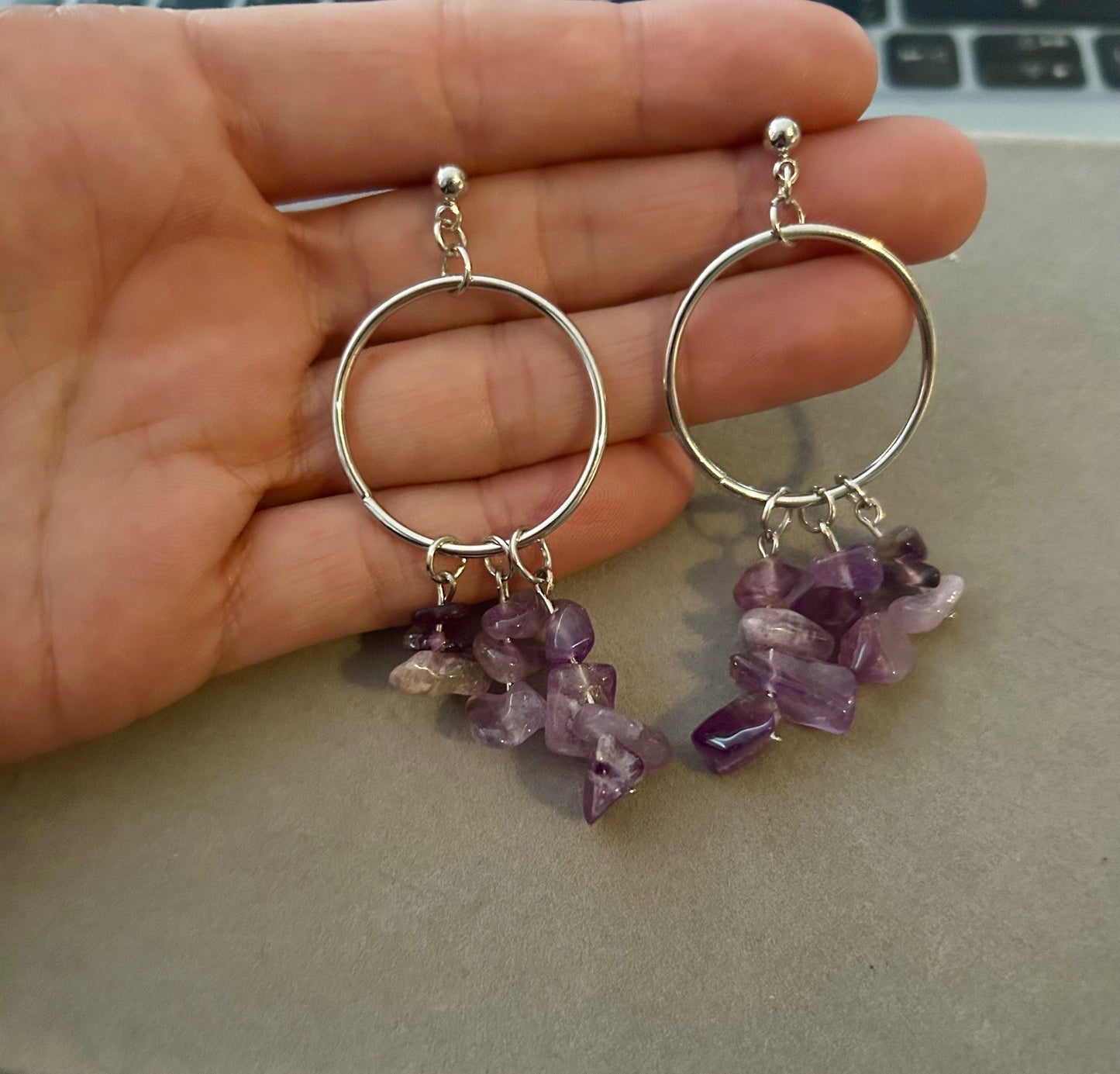 Amethyst stone earring
