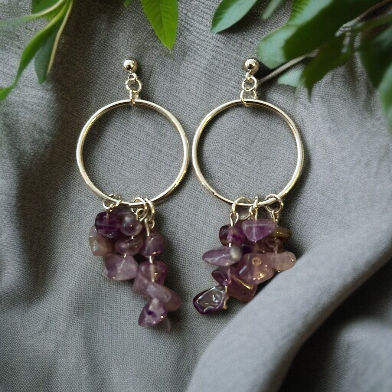 Boucle d'oreille pierre d'améthyste