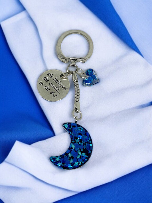 Porte clé Lune en époxy