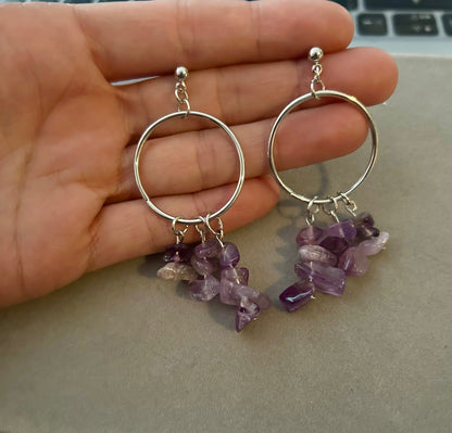 Amethyst stone earring