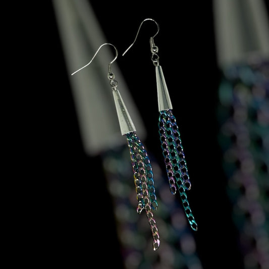 Multicolored chain earring